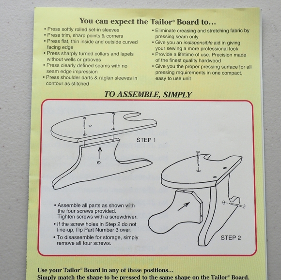 Vintage June Tailor Board Dressmaker Wooden Pressing Sewing Tool USA No Screws - Picture 13 of 17